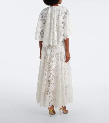 Oscar de la Renta Caped floral guipure lace gown | Thumbnail 3 Oscar de la Renta Caped floral guipure lace gown | Thumbnail 3