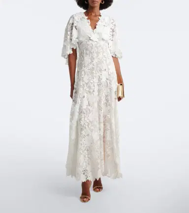 Oscar de la Renta Caped floral guipure lace gown | Thumbnail 4 Oscar de la Renta Caped floral guipure lace gown | Thumbnail 4