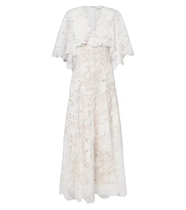 Oscar de la Renta Caped floral guipure lace gown