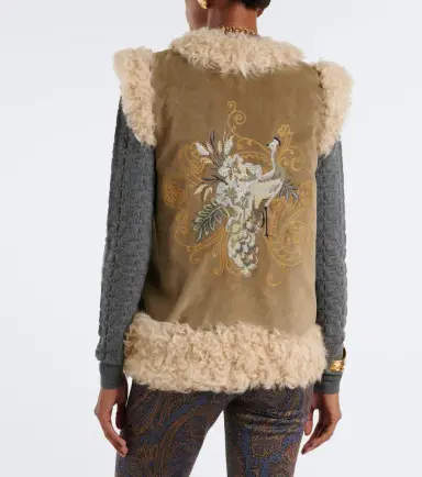 Etro Shearling-lined embroidered vest | Thumbnail 4