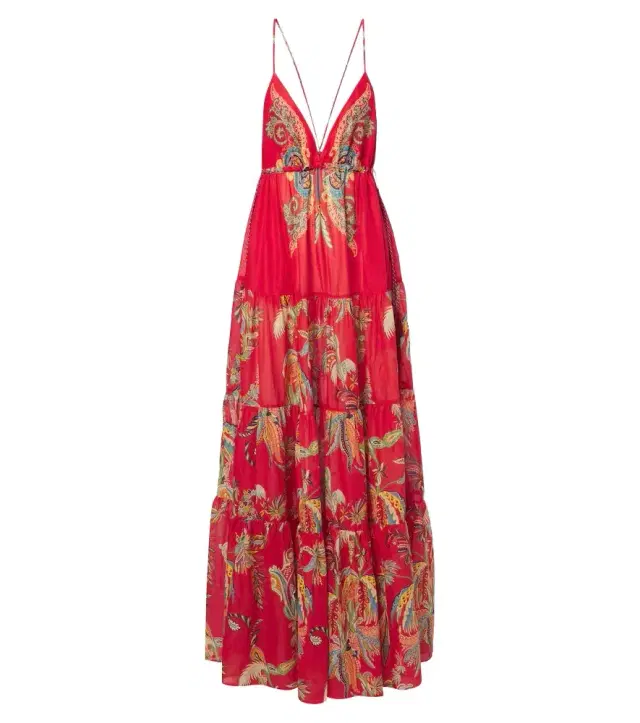 Etro Printed tiered cotton maxi dress