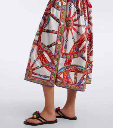Dolce & Gabbana Carretto gathered cotton poplin midi dress | Thumbnail 3