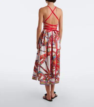 Dolce & Gabbana Carretto gathered cotton poplin midi dress | Thumbnail 7