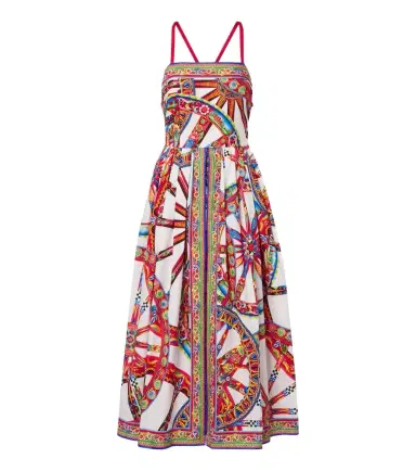 Dolce & Gabbana Carretto gathered cotton poplin midi dress | Thumbnail 1