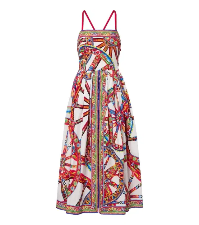 Dolce & Gabbana Carretto gathered cotton poplin midi dress