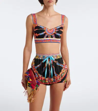 Dolce & Gabbana Carretto silk-blend crop top | Thumbnail 4
