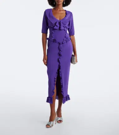 Alessandra Rich Ruffled silk crêpe de chine midi dress | Thumbnail 2