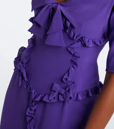 Alessandra Rich Ruffled silk crêpe de chine midi dress | Thumbnail 3