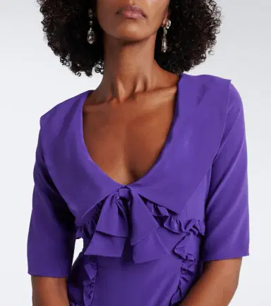 Alessandra Rich Ruffled silk crêpe de chine midi dress | Thumbnail 4