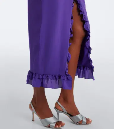 Alessandra Rich Ruffled silk crêpe de chine midi dress | Thumbnail 5