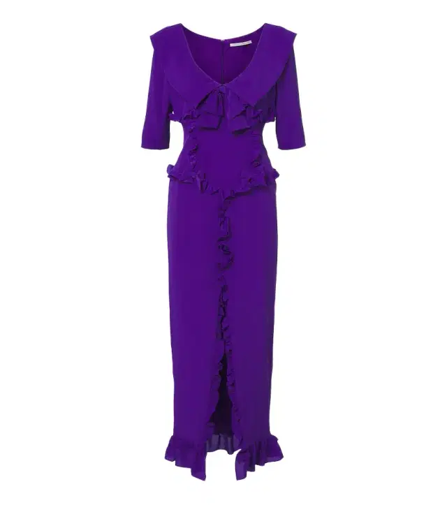 Alessandra Rich Ruffled silk crêpe de chine midi dress