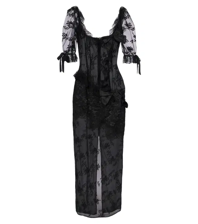 Alessandra Rich Bow-detail cotton-blend lace midi dress