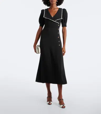 Alessandra Rich Lace-trimmed cady midi dress | Thumbnail 5