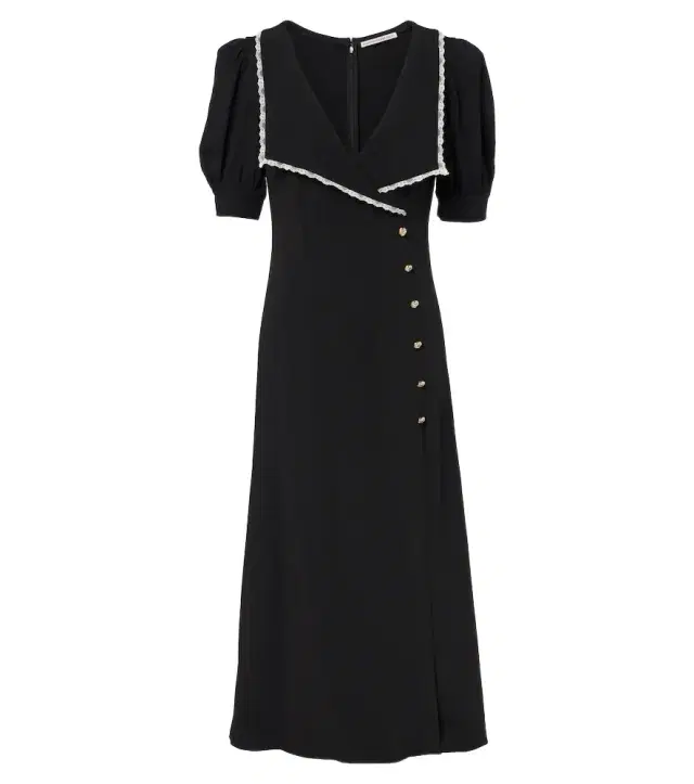 Alessandra Rich Lace-trimmed cady midi dress