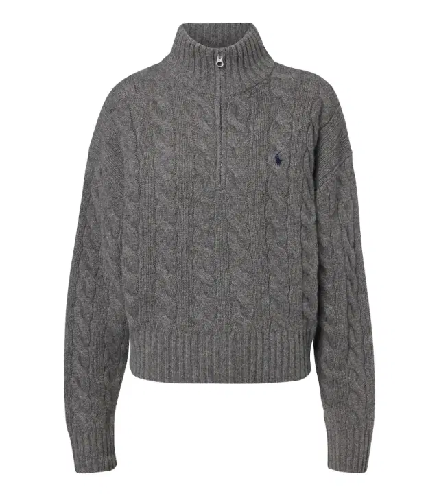Cable-knit wool-blend half-zip sweater