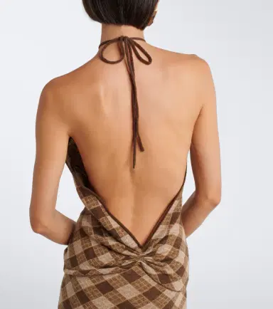 Aya Muse Kae scarf-detail plaid halterneck top | Thumbnail 3