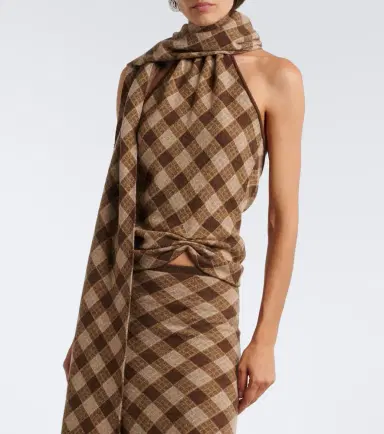 Aya Muse Kae scarf-detail plaid halterneck top | Thumbnail 4