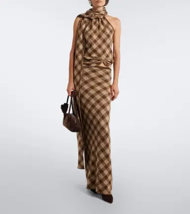 Aya Muse Kae scarf-detail plaid halterneck top | Thumbnail 5