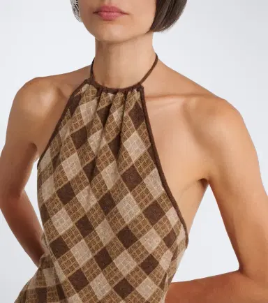 Aya Muse Kae scarf-detail plaid halterneck top | Thumbnail 6