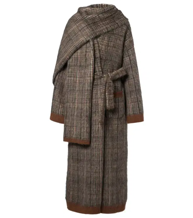 Brunello Cucinelli Checked mohair and wool-blend wrap coat