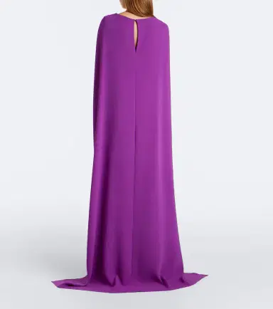 Oscar de la Renta Embellished caped silk-blend georgette gown | Thumbnail 2