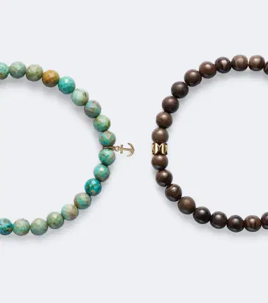 Sydney Evan Set of 2 14kt gold beaded bracelets with turquoise and jaspers | Thumbnail 2