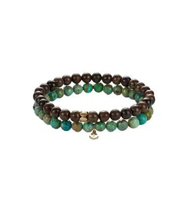 Sydney Evan Set of 2 14kt gold beaded bracelets with turquoise and jaspers | Thumbnail 1