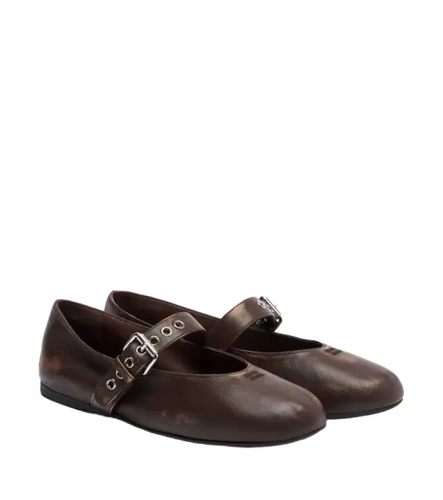 Miu Miu Leather Mary Jane flats