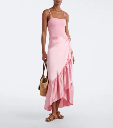 Eres Conversion silk satin midi skirt | Thumbnail 6