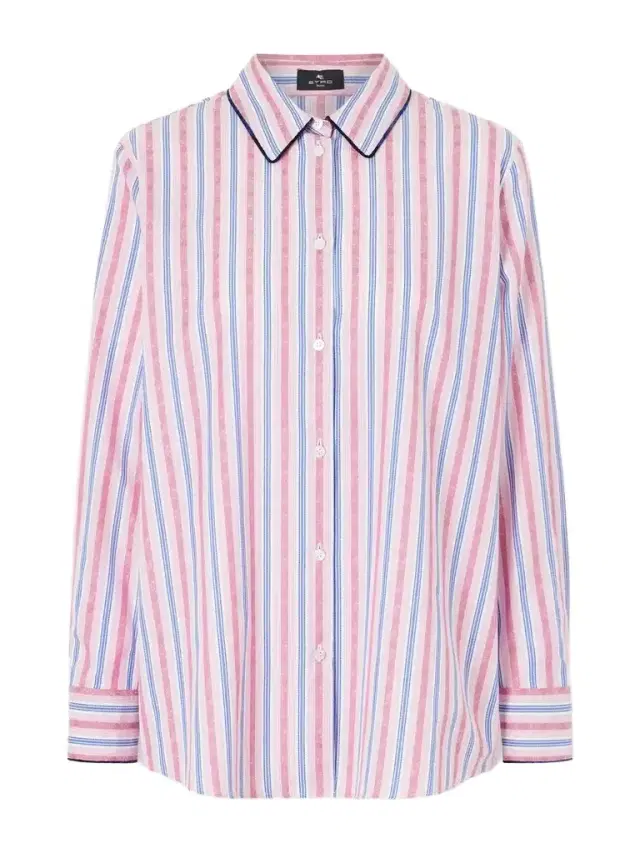 Etro Striped Floral-jacquard Cotton-poplin Shirt