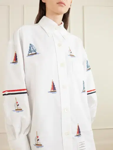Thom Browne Embroidered Cotton Shirt | Thumbnail 4 Thom Browne Embroidered Cotton Shirt | Thumbnail 4