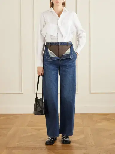 Sacai Wide-leg Denim And Wool-flannel Pants | Thumbnail 2