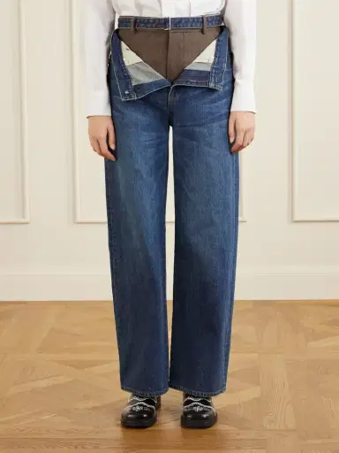 Sacai Wide-leg Denim And Wool-flannel Pants | Thumbnail 3