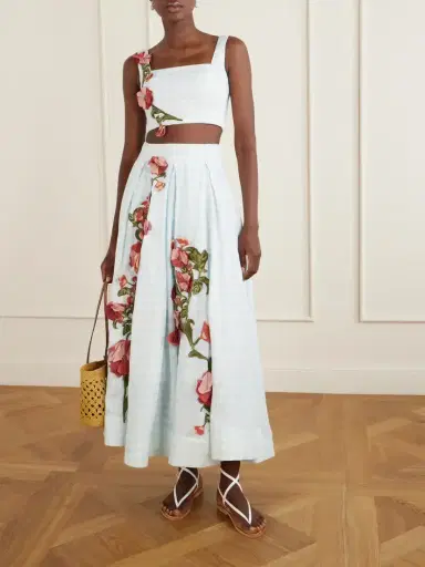 Agua by Agua Bendita Amanda Cropped Floral-appliqué Linen Top | Thumbnail 2 Agua by Agua Bendita Amanda Cropped Floral-appliqué Linen Top | Thumbnail 2