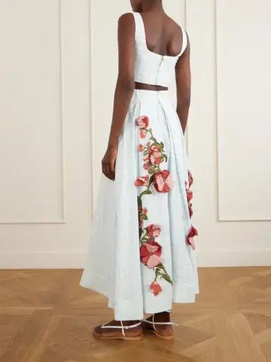 Agua by Agua Bendita Amanda Cropped Floral-appliqué Linen Top | Thumbnail 3 Agua by Agua Bendita Amanda Cropped Floral-appliqué Linen Top | Thumbnail 3