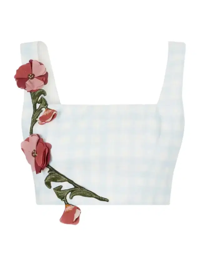 Agua by Agua Bendita Amanda Cropped Floral-appliqué Linen Top