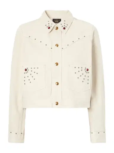 RRL Ida Cropped Embellished Denim Jacket | Thumbnail 1 RRL Ida Cropped Embellished Denim Jacket | Thumbnail 1