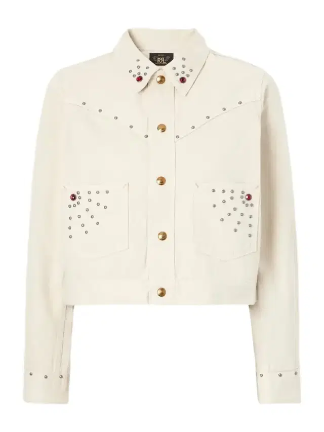 RRL Ida Cropped Embellished Denim Jacket