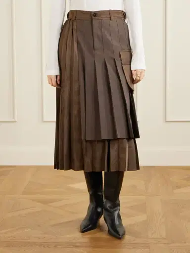 Sacai Pleated Twill And Shell Midi Skirt | Thumbnail 3 Sacai Pleated Twill And Shell Midi Skirt | Thumbnail 3