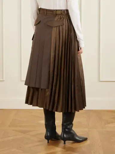 Sacai Pleated Twill And Shell Midi Skirt | Thumbnail 4 Sacai Pleated Twill And Shell Midi Skirt | Thumbnail 4