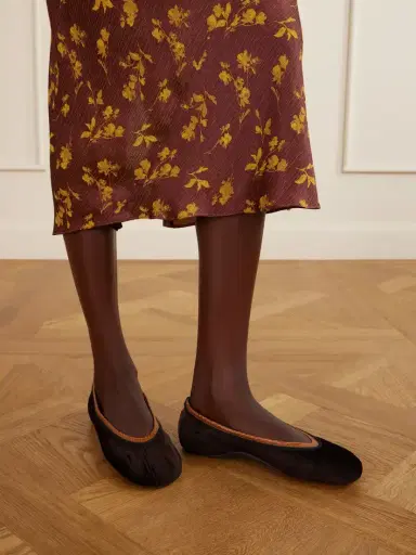 Dries Van Noten Leather-trimmed Velvet Ballet Flats | Thumbnail 2 Dries Van Noten Leather-trimmed Velvet Ballet Flats | Thumbnail 2