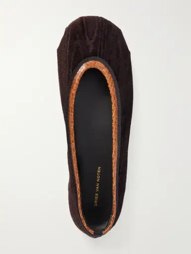 Dries Van Noten Leather-trimmed Velvet Ballet Flats | Thumbnail 6 Dries Van Noten Leather-trimmed Velvet Ballet Flats | Thumbnail 6