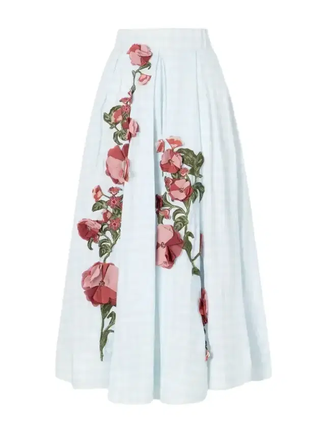 Agua by Agua Bendita Delta Floral-appliqué Checked Linen Maxi Skirt