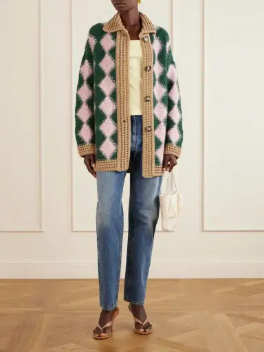La DoubleJ Bowling Intarsia-knit Wool-blend Cardigan | Thumbnail 2