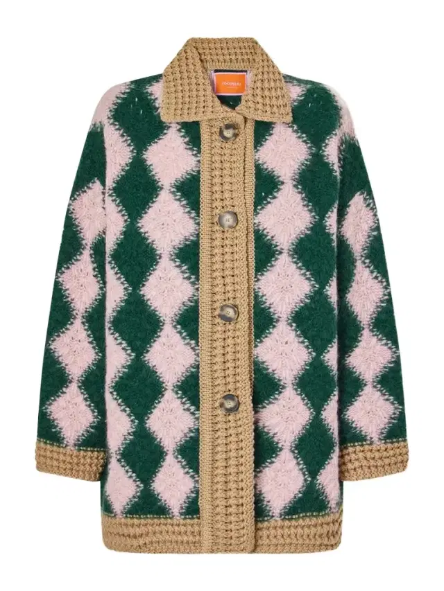 La DoubleJ Bowling Intarsia-knit Wool-blend Cardigan