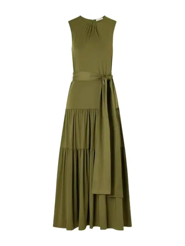 Altuzarra Liza Belted Tiered Gathered Jersey Maxi Dress