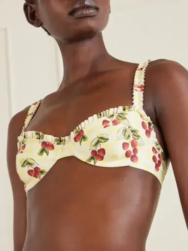 Agua by Agua Bendita Agraz Printed Checked Bikini Top | Thumbnail 4