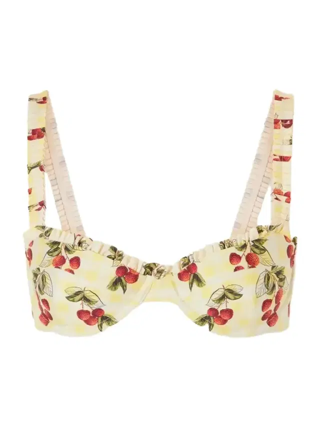Agua by Agua Bendita Agraz Printed Checked Bikini Top