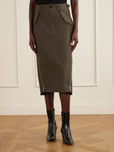 Sacai Weather Cotton-twill Midi Skirt | Thumbnail 3