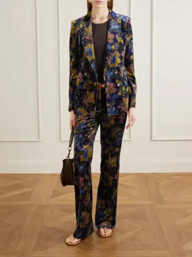 Etro Double-breasted Floral-print Stretch-cotton Velvet Blazer | Thumbnail 2 Etro Double-breasted Floral-print Stretch-cotton Velvet Blazer | Thumbnail 2